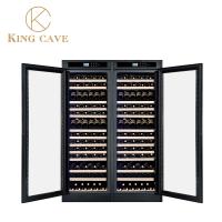 Refrigerador de vino de madera de doble puerta con rango de temperatura de 5-22C y humedad de 58-78%
