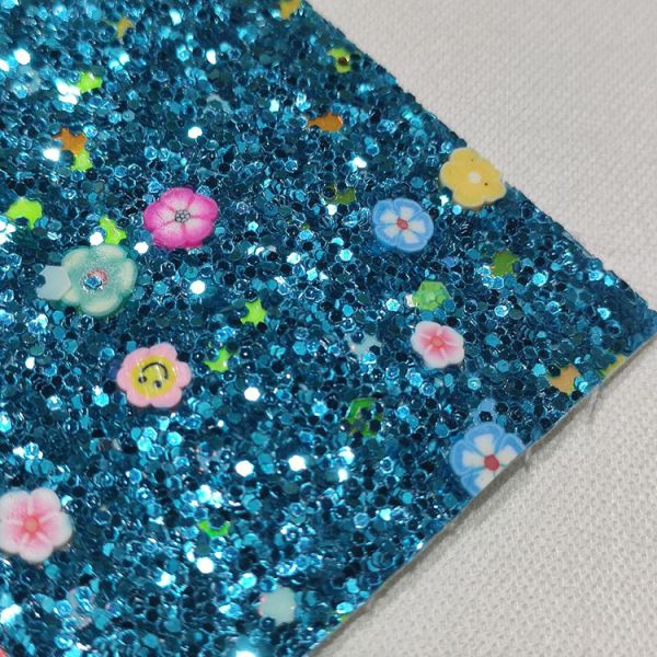 50m/Roll Polymer Clay Chunky Glitter Faux Leather Fabric