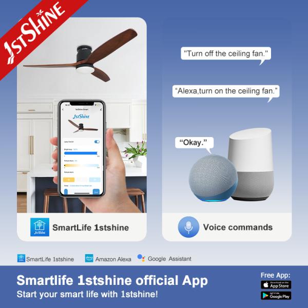 Ceiling Fan With Light And Remote Control,Energy Saving 3 Color Led Light Living Room