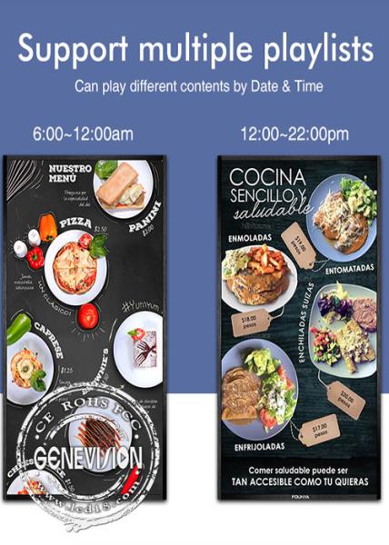 49 Inch Restaurant Digital Menu Board LCD Display With Ceiling Mount or Hanging Install