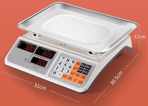 Balance de paillasse à écran LCD, couleur blanche, corps robuste, plateau en fer inoxydable de 420 g, balance électrique, capacité de 40 kg, cellule de charge de haute précision