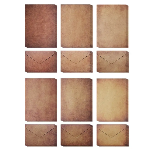 Antique Style Kraft Paper Envelopes Set With Rope And Metal Pendants For Retro Letter Gift Card Packaging