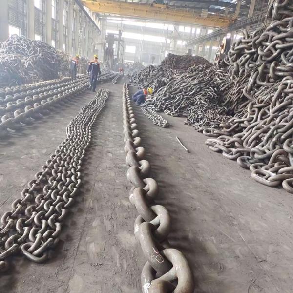 Cadena de anclaje de eslabones con pernos de acero de aleación de alta resistencia de grado 3 de 87 mm para posicionamiento de buques