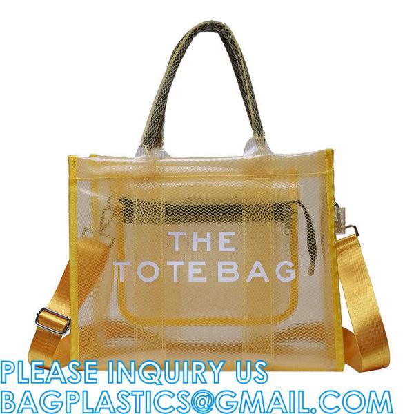 Wholesale Summer Clear Mesh PVC Beach Bags Transparent Design Tote Bags Women Luxury Handbags For Outdoor