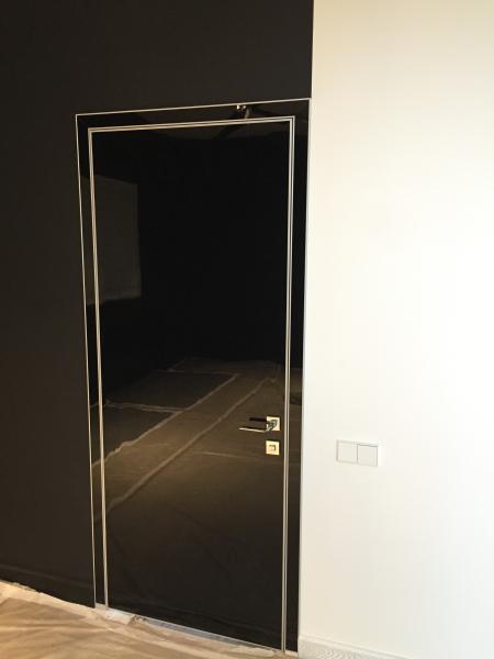 Aluminum Frame glossy black front door,black lacquer door for bedroom