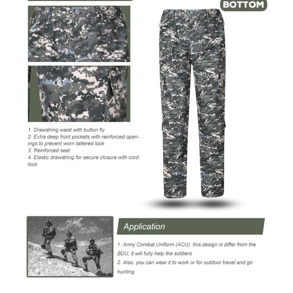 Костюм армии камуфлирования 210gsm-230gsm армии BDU ACU Twill равномерный