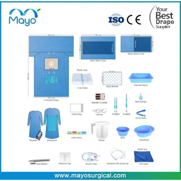 CE ISO Approved Sterile C-Section Surgical Pack with Caesarean Drape