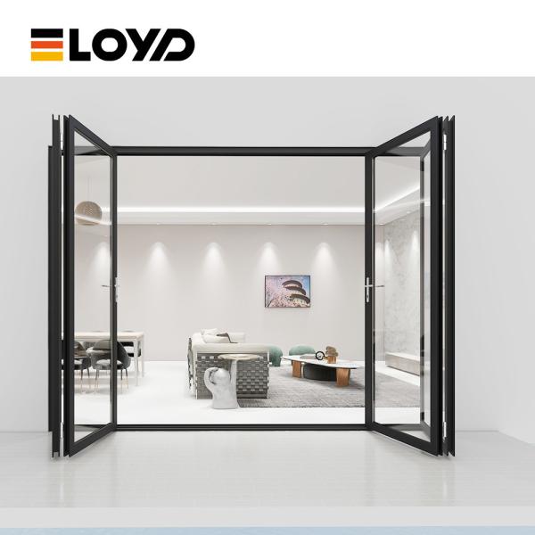 Powder Coated Aluminum Accordion Bifold Glass Doors Exterior Triple Glazing