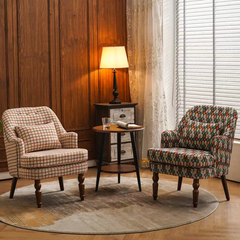 Luxury Retro Ringer Solid Wood Chair Hotel Bedroom Living Room