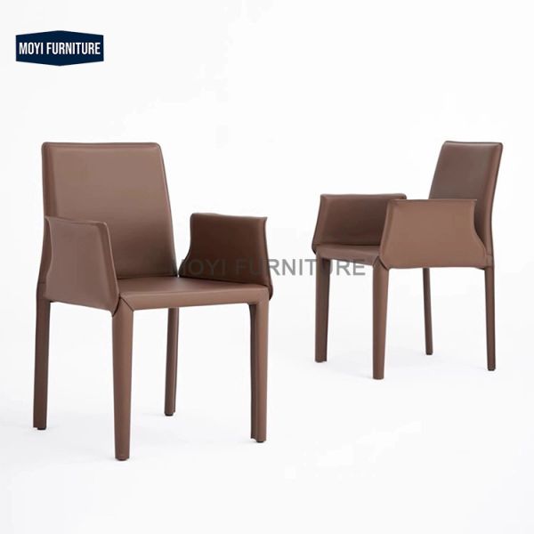 American Retro Standard Size Nordic Italian Style Villa Club Model Room Hotel Engineering Furniture Customizable Leather Dining Chair Book Chair