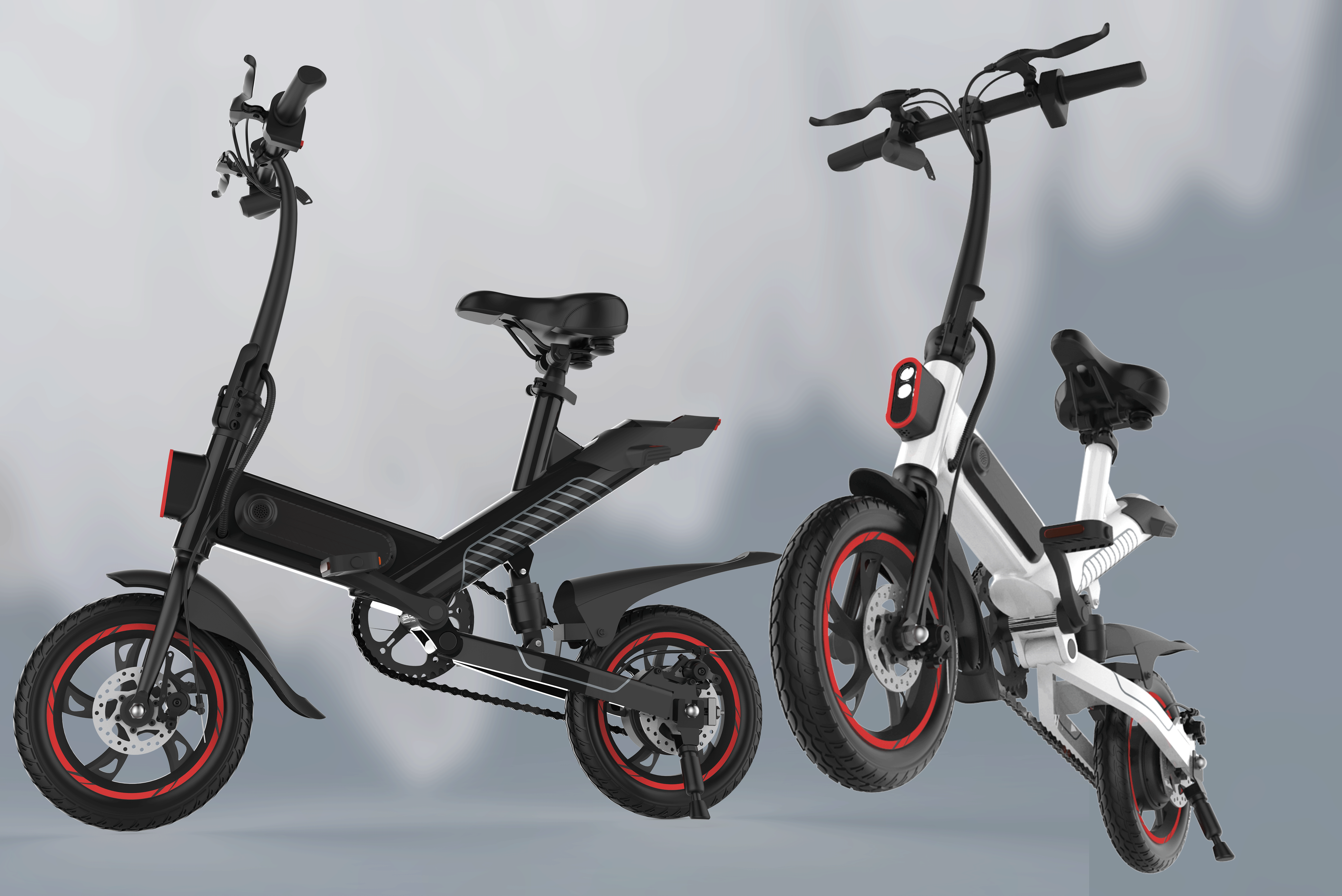 Inflated Tire Folding Travel Bike Lithium Battery Powered Auxiliary Mileage 60 ± 5KM