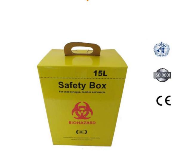 15L Safety box, Disposable Medical Cardboard Safety Box, Safety Box For Syringe,Needles and sharps, 15 Liters