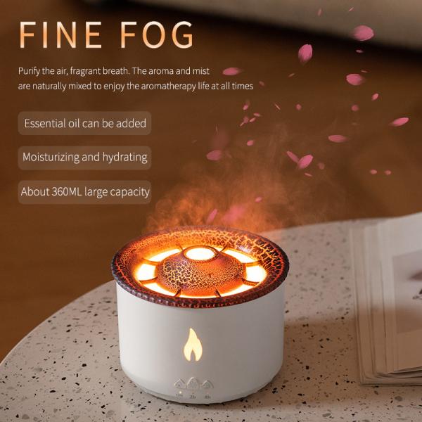 350ML Capacity 3D Flame Effect Volcano Air Humidifier Aroma Diffuser for Home Fragrance
