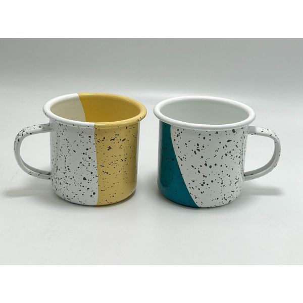 Two Color Speckle Enamel Dinnerware Set Soup Bowl 8cm Enamel Coating Double Coating