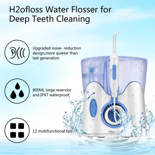 Electric Flosser de água de balcão 800 ml para cuidados orais diários da família