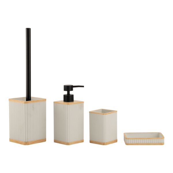 4pcs Polirresina Blanco Set de Baño Tumbler Holder Cuenco Cuadro Cepillo Jabón Plato Dispensador de jabón de mano