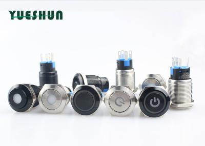 LED Illuminated Waterproof Push Button Switch , Metal Push Button Switch 19mm