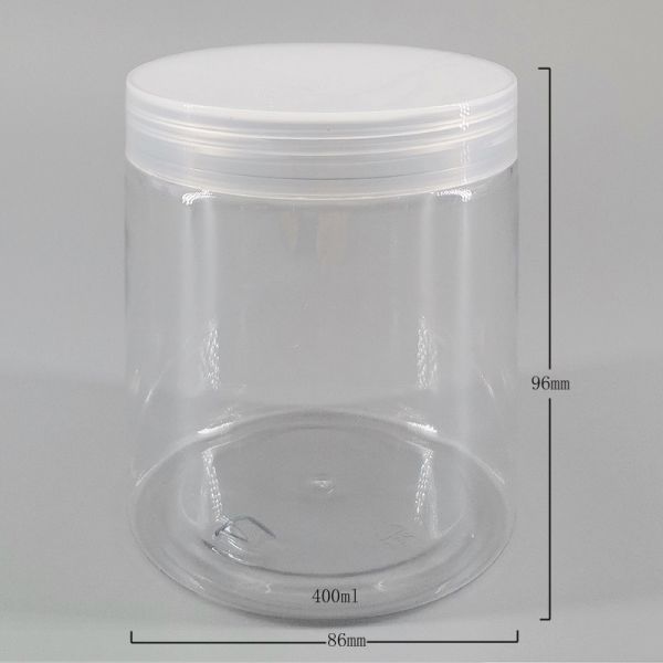 400ml Transparent PET Plastic Jar With PP Lid Clear Mouth Bottles Food Storage Cosmetic Skincare Packaging
