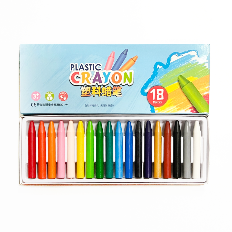 Hot Selling 18PCS Non Toxic Silky Stationery Art Coloring Set Plastic Crayon