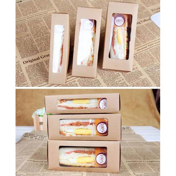 Biodegradable Burger Disposable Food Packaging Carton Triangle Sandwich Bag