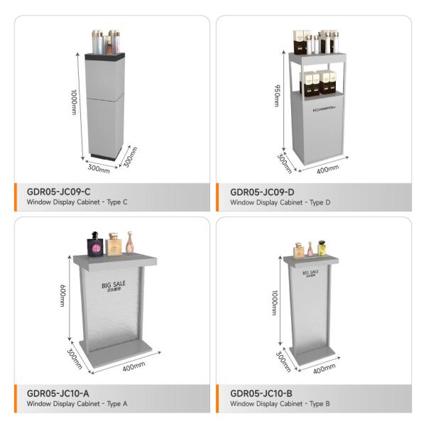 Display Shelf Grey Iron Promotion Cabinet For Customized Store Display Furniture And Space-Saving Display Showcase