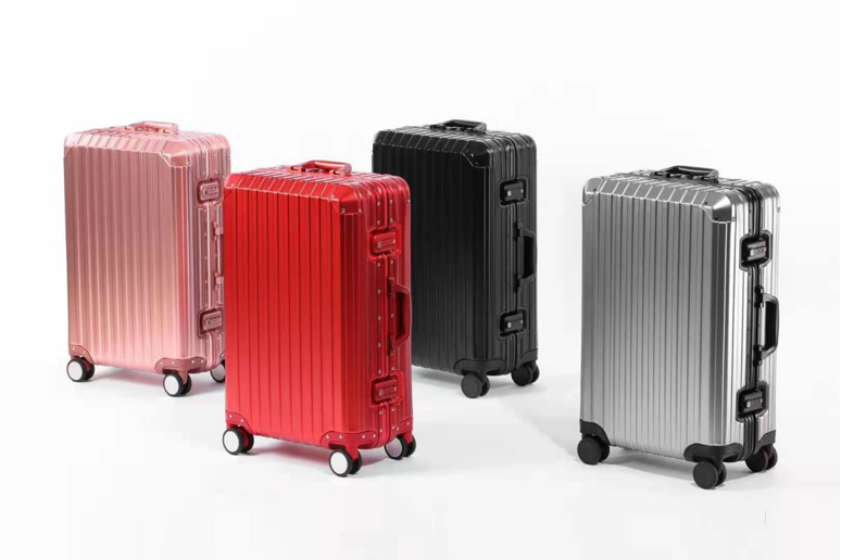 1815 Aluminum alloy trolley suitcase  20/24/28 Large Black heavy-duty spinner Luggage suitcase set with TSA Lock,carry on suitcase,hard shell luggage cases