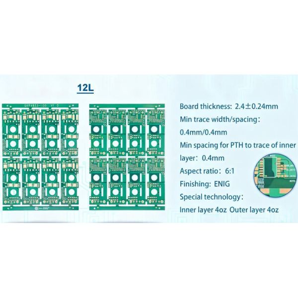 High-Reliability 12L Heavy Copper Multilayer PCB 4OZ Precision PCB Fabrication