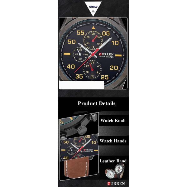 Brown Leather Watch Vintage Watches Man Business Watch Quartz Analog Watch Sports Watches