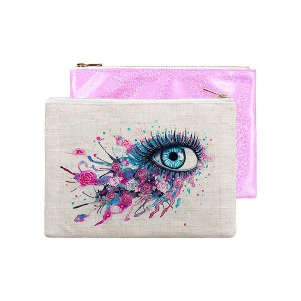 Impression à double face Colorier Glittery Sublimation Sac cosmétique DIY Sac personnalisé pour l'impression par sublimation