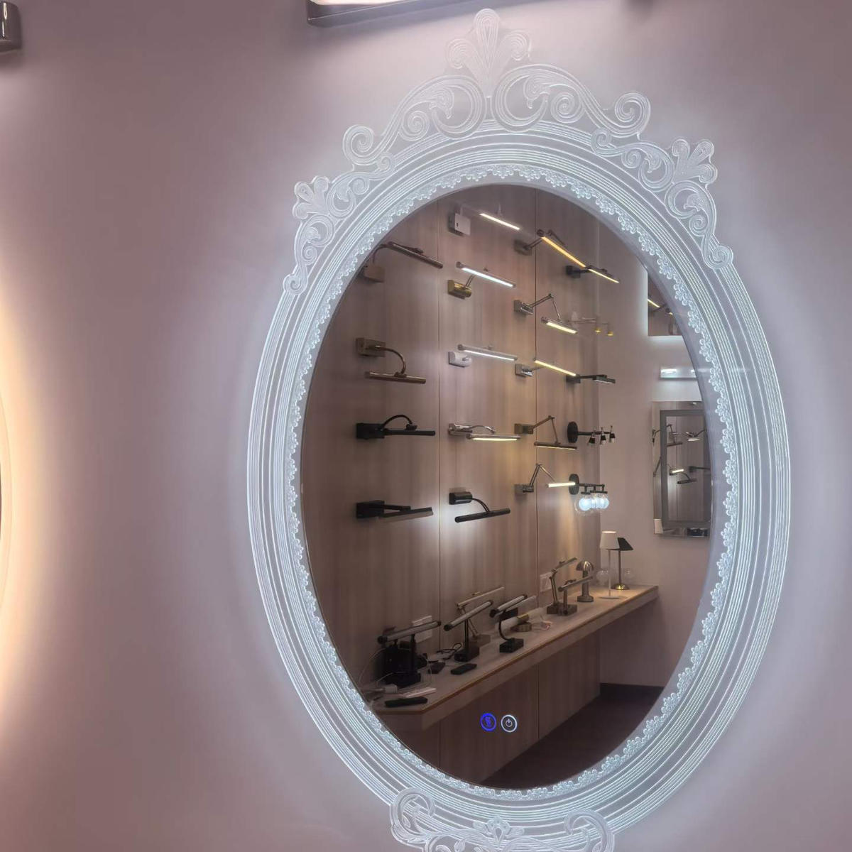 Multi Frame Steam Proof Oval Square Bathroom LED Mirror For Vanity Anti Corrosion