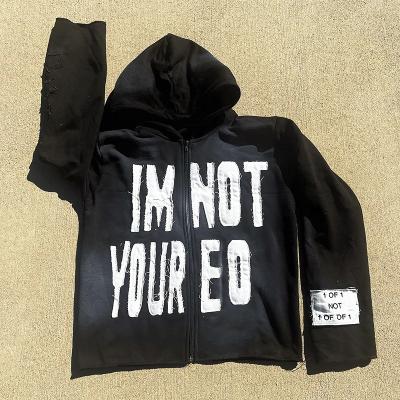 Plus taille Troublé Hoodie Vintage Acid Wash Mens Poids lourd Hoodies antistatique
