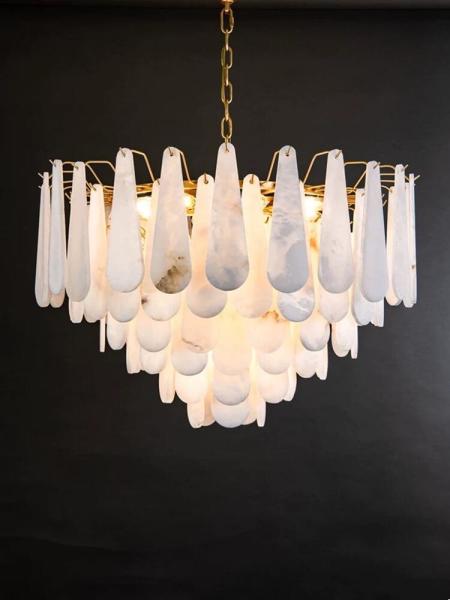 Lâmpada de candelabro de alabastro minimalista moderno Lâmpada de candelabro de sala de estar luz luxuosa Vila Sala de jantar Lâmpada decorativa de quarto