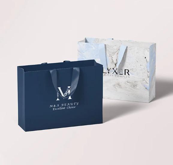 Custom Printed Shopping Gift Packaging Paper Bag Luxury Black White Retail Thick Paper Bag