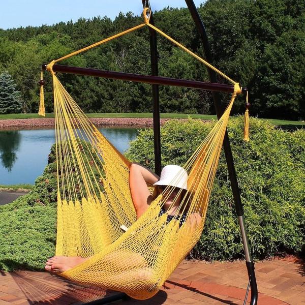 Hanging Caribbean Outdoor Patio Double Polyester Rope Hammock 100kg To 150kg