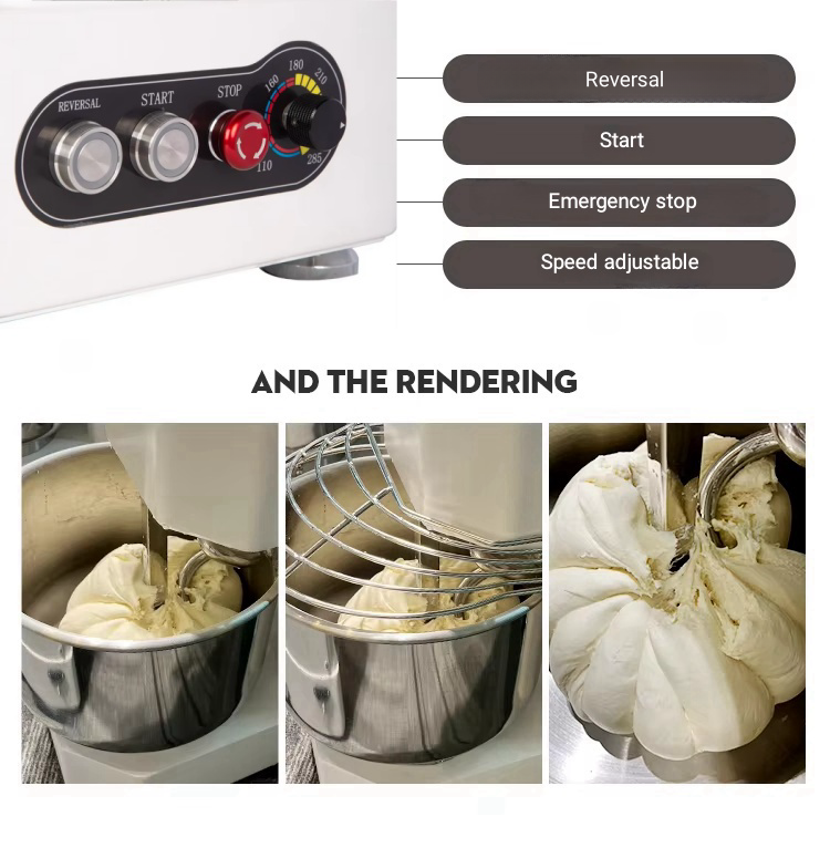 Bread Pizza Small Dough Mixer Machine Commercial SS 10+ Speeds