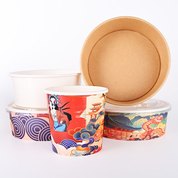 Noodle Durable Disposable Paper Food Containers Biodegradable Packaging