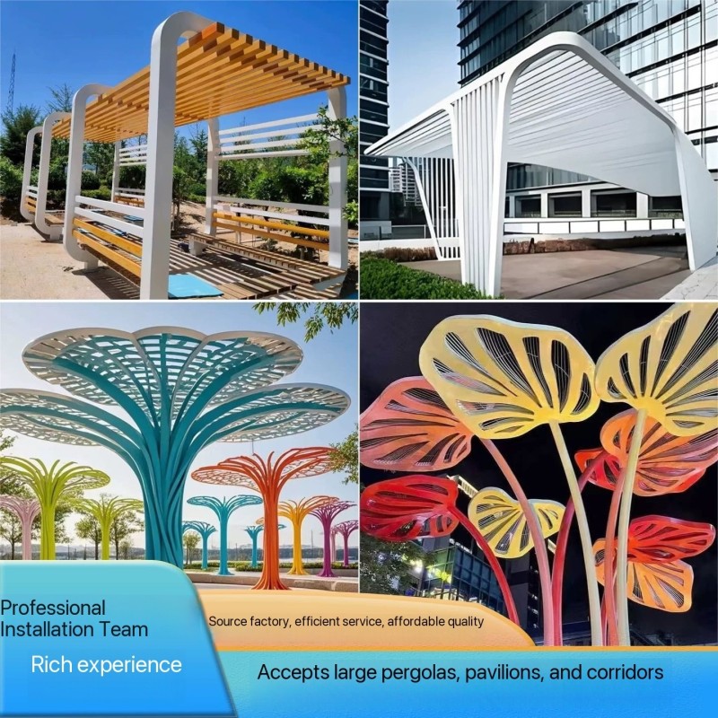 Garden Furniture Glowing Stainless Steel Tree with Canopy for Architectural Gardens