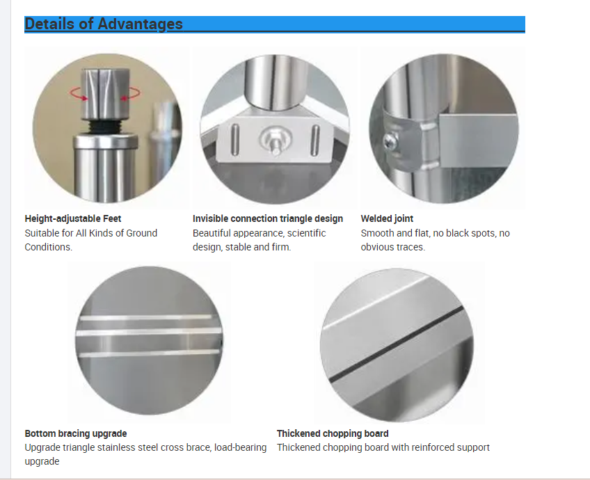 0.8mm Stainless Steel Kitchen Worktable ODM Commercial Dishwasher Machine Parts