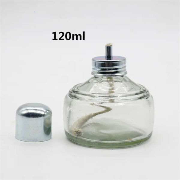 Dental Lab Glass Alcohol Burner 120ml Spirit Lamp Metal Cap Alcohol Burner Lamp With Woven Wick