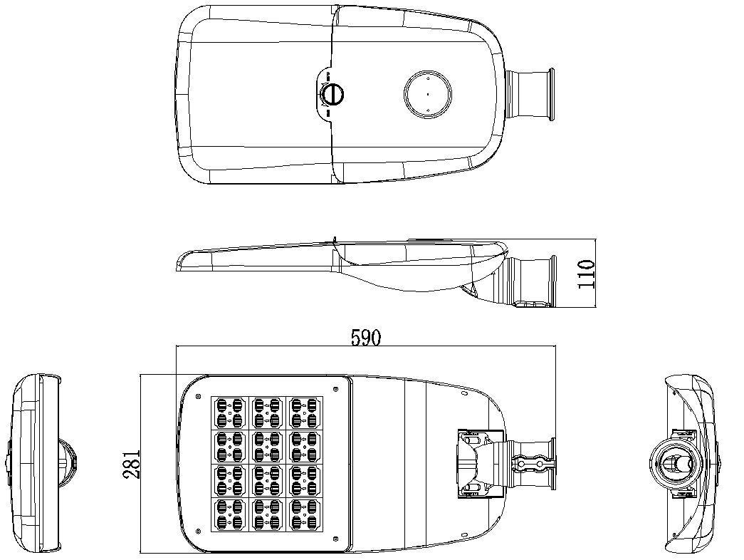 80w Outdoor Led Street Light With 10KV Surge Protection 9840lm Die-casting Housing