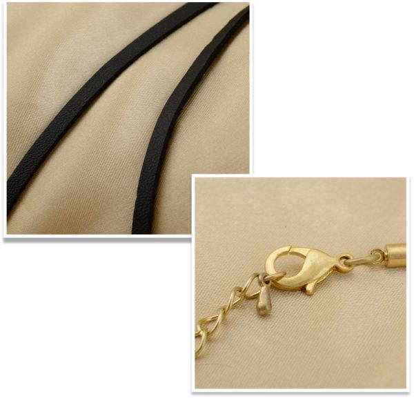 Retro fashion alloy fan-shaped necklace pendant Cowhide rope sweater chain