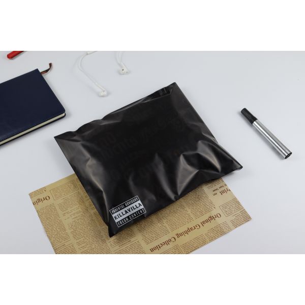 Custom Printed Biodegradable Self Sealing Courier Bags In Black