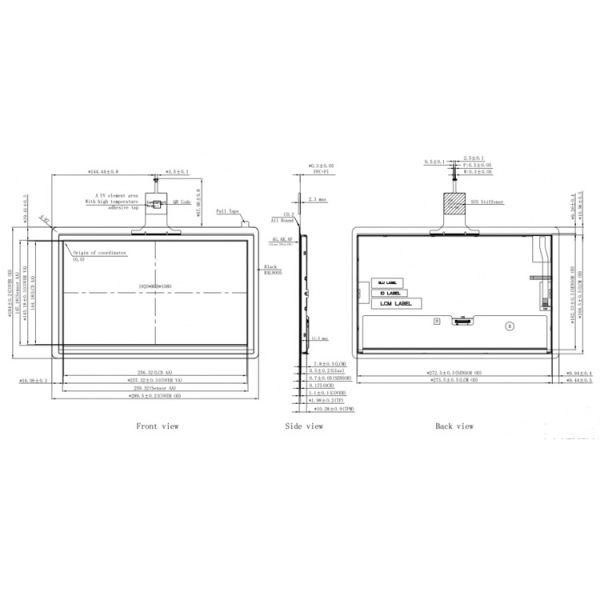 Projected 11.6 Inch TFT Capacitive Touch Screen integrated With IIC Interface