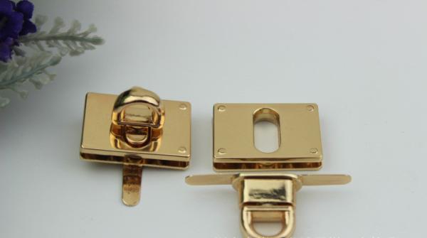 Bag making accessories shiny gold metal handbag twist turn lock