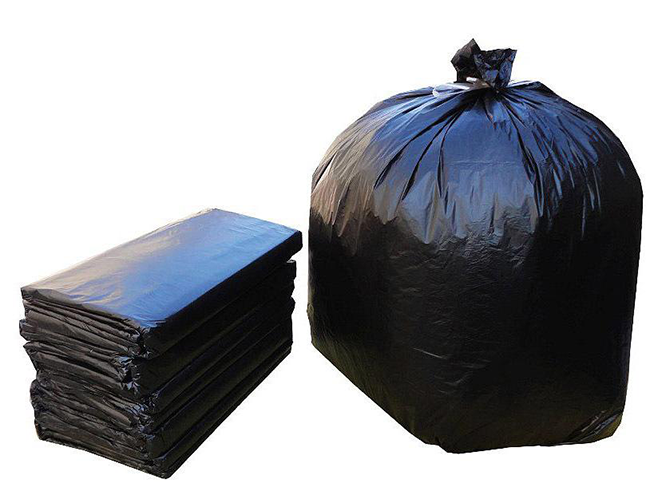 Flat Mouth Large Black Plastic Bin Liners , Extra Thick Garbage Bags Non Toxic