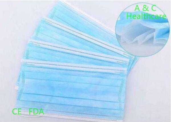 CE Standard 3 Ply Disposable Face Mask Non Woven Melt Blown Fabric