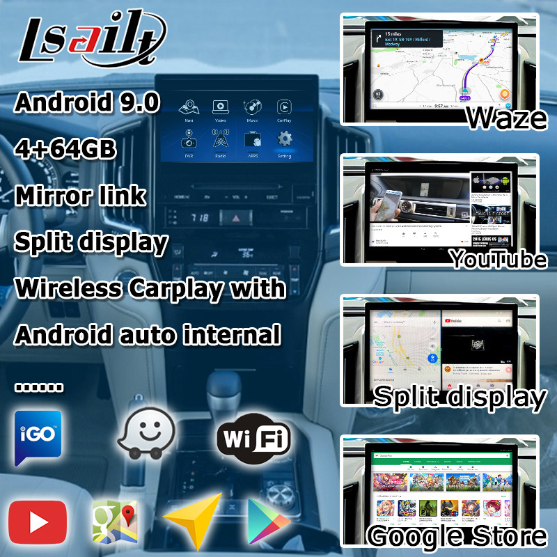 Коробка навигации андроида автомобиля для вида сзади etc youtube waze Carplay блока Тойота LC200 GXR Fujitsu Limited