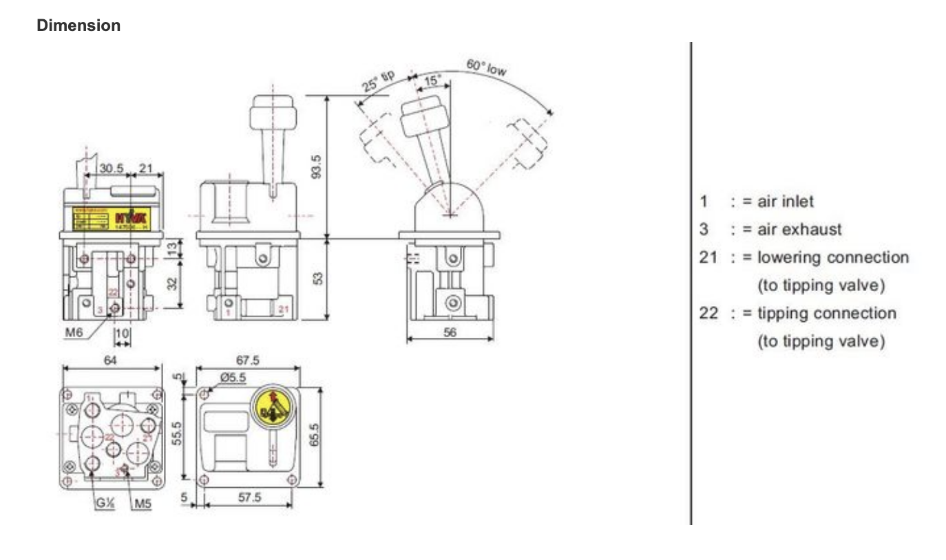 BKQF34-B 14750650H 4 Hole Dump Truck Rubber Handle Valve M6 Locked Hydraulic Dump Truck Control Valve ﻿