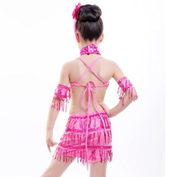 children's Latin dance dress girl's Latin dance clothing tassel sequined dress