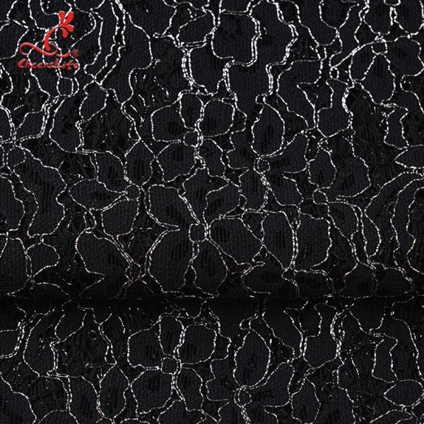 High quality Black Nylon lace fabric for evening dress
